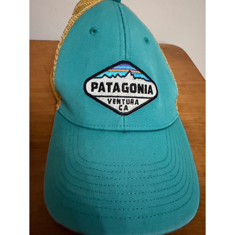 Patagonia Ventura California Trucker Hat Teal Yellow Mesh Snapback Cap 38281 - Picture 2 of 4
